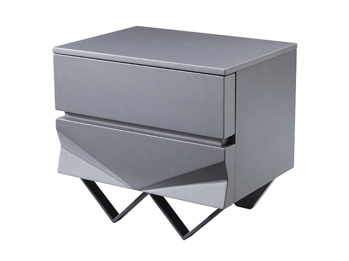 Duke Modern Grey &amp; Black Gun Chrome Nightstand