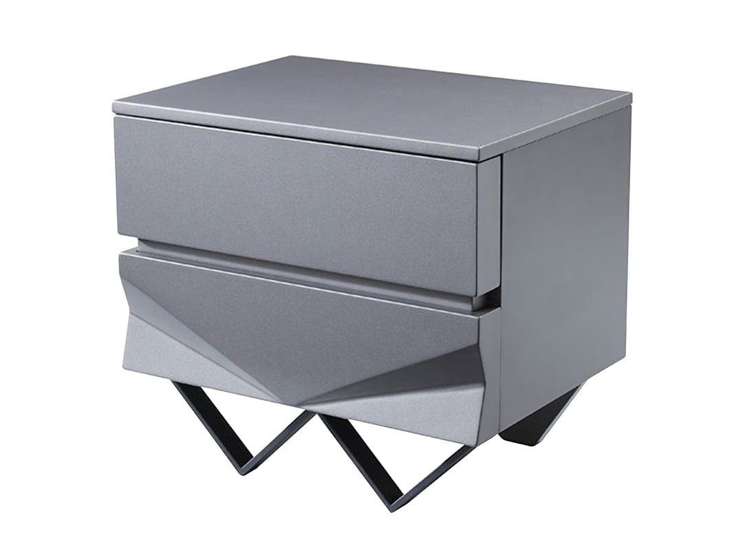 Duke Modern Grey & Black Gun Chrome Nightstand