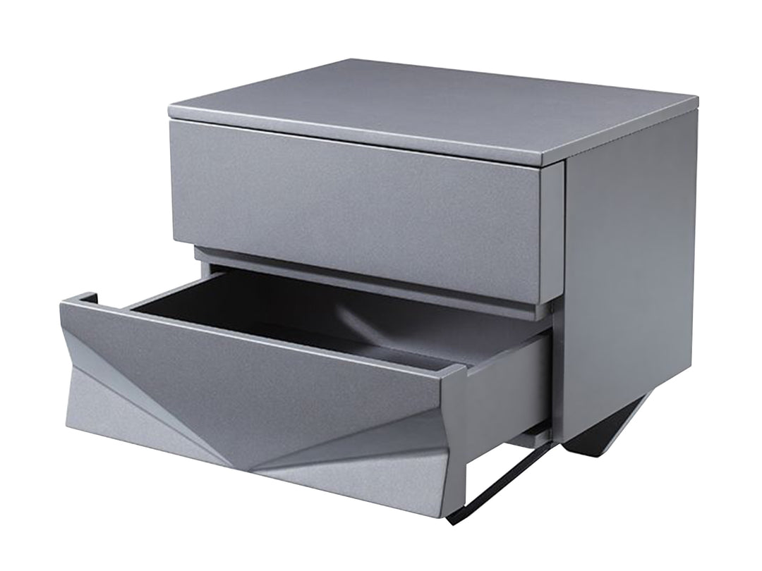 Duke Modern Grey  and  Black Gun Chrome Nightstand