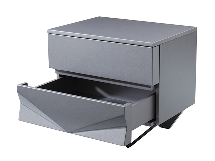 Duke Modern Grey &amp; Black Gun Chrome Nightstand