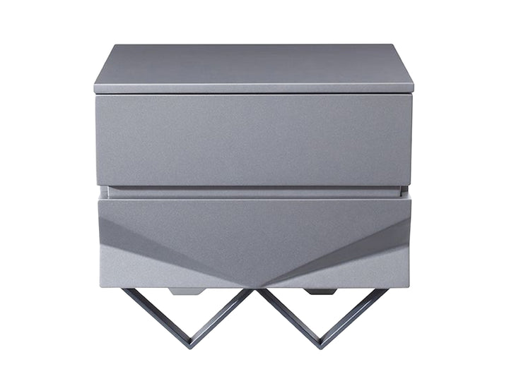 Duke Modern Grey &amp; Black Gun Chrome Nightstand