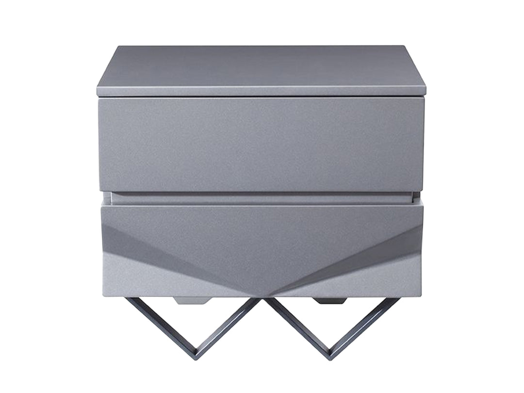 Duke Modern Grey & Black Gun Chrome Nightstand