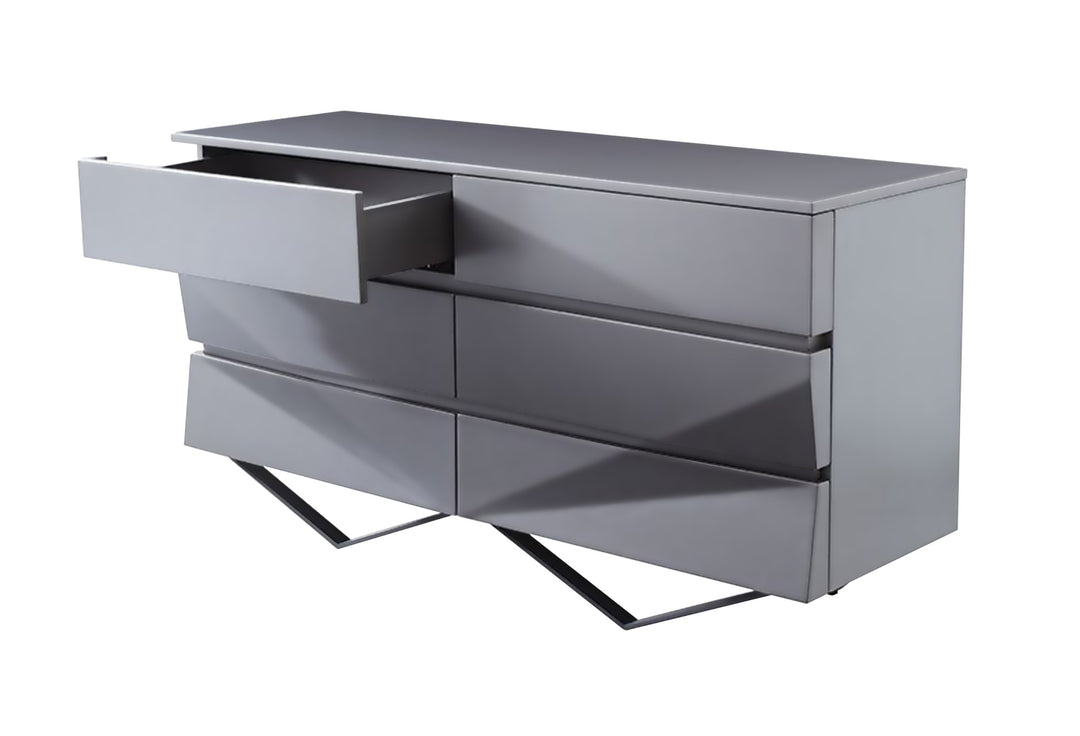 Duke Modern Grey & Black Gun Chrome Dresser