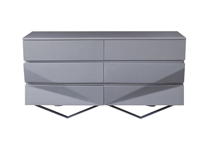 Duke Modern Grey &amp; Black Gun Chrome Dresser