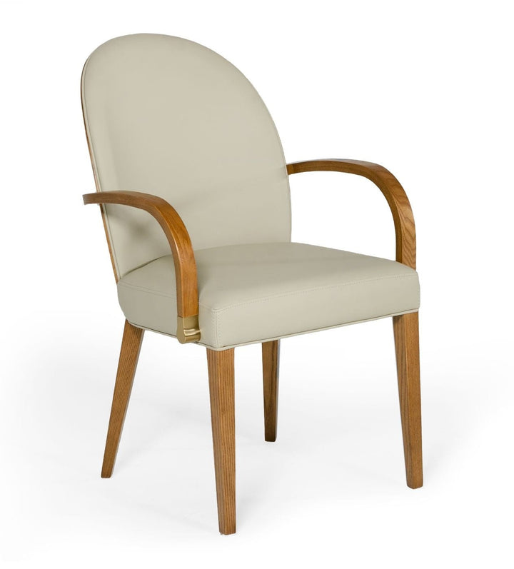 Rexford Modern Taupe & Walnut Dining Armchair