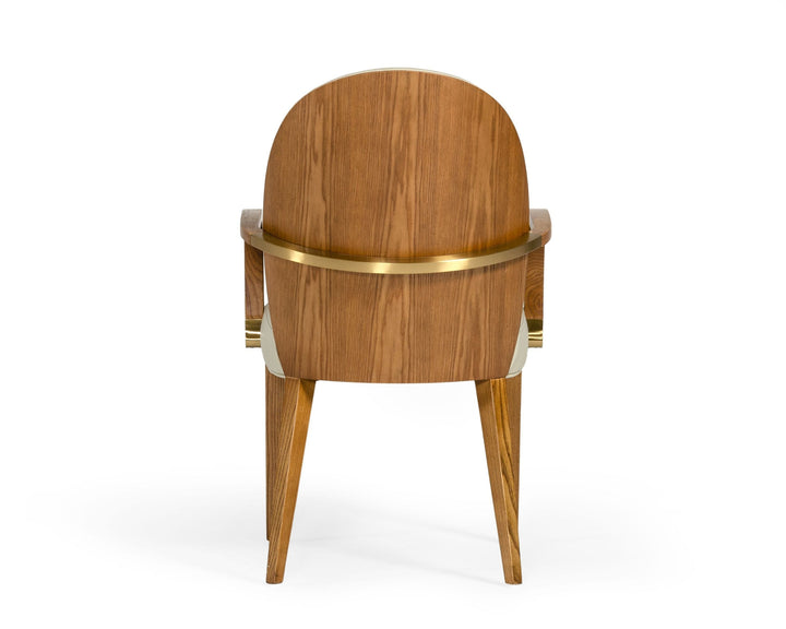 Rexford Modern Taupe &amp; Walnut Dining Armchair