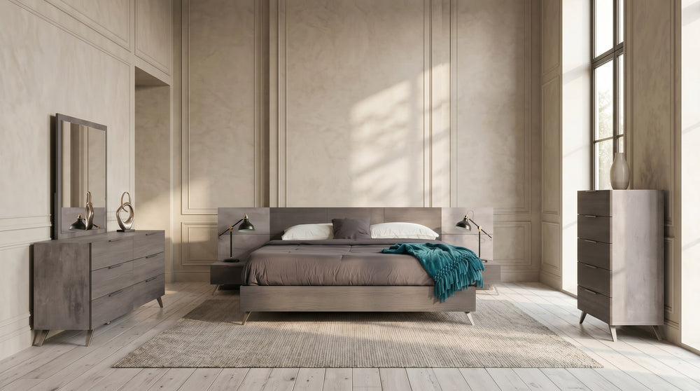 Bronx Italian Modern Faux Concrete & Grey Dresser & Mirror Set - View 6