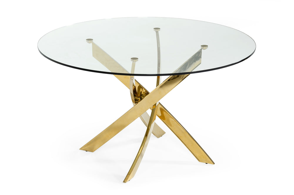 Pyrite - Modern Round Glass Dining Table