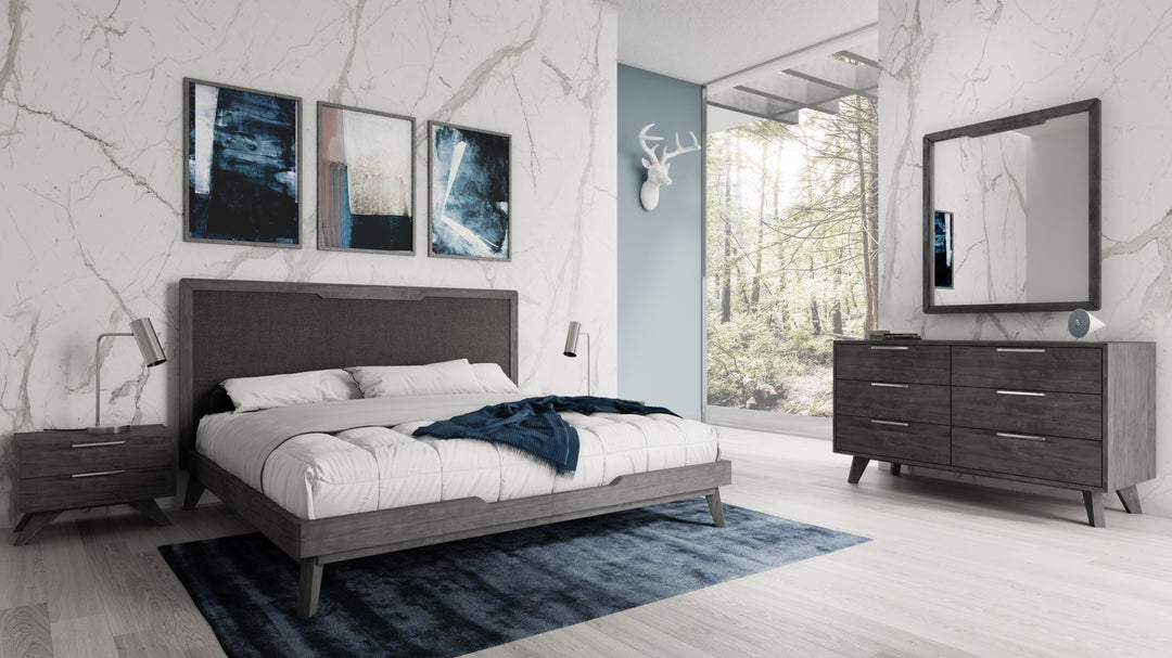 Soria Modern Grey Wash Bedroom Set