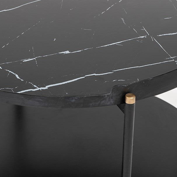 Randal Modern Round Black Metal Coffee Table - View 4