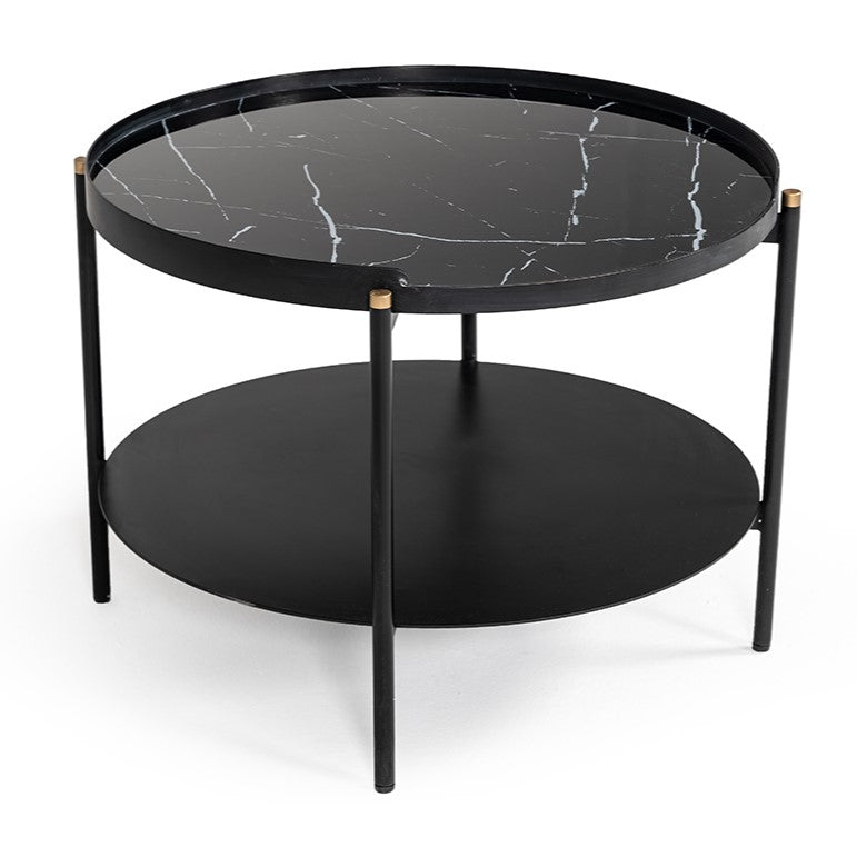 Randal Modern Round Black Metal Coffee Table - View 2