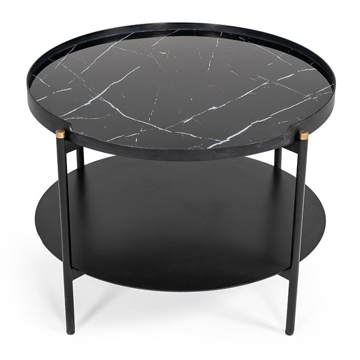 Randal Modern Round Black Metal Coffee Table - View 3