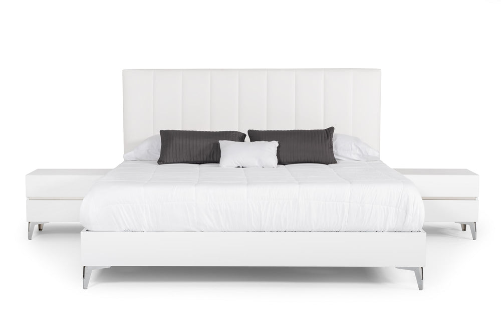 Angela Eastern King - Italian White Eco Leather Bed