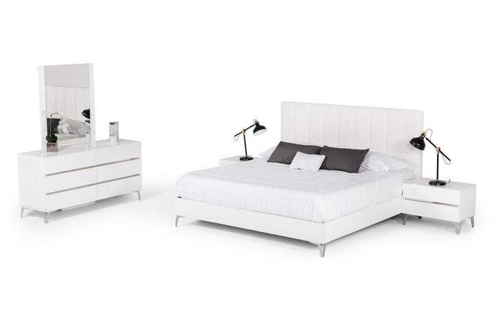 Angela - Italian Modern White Eco Leather Bed