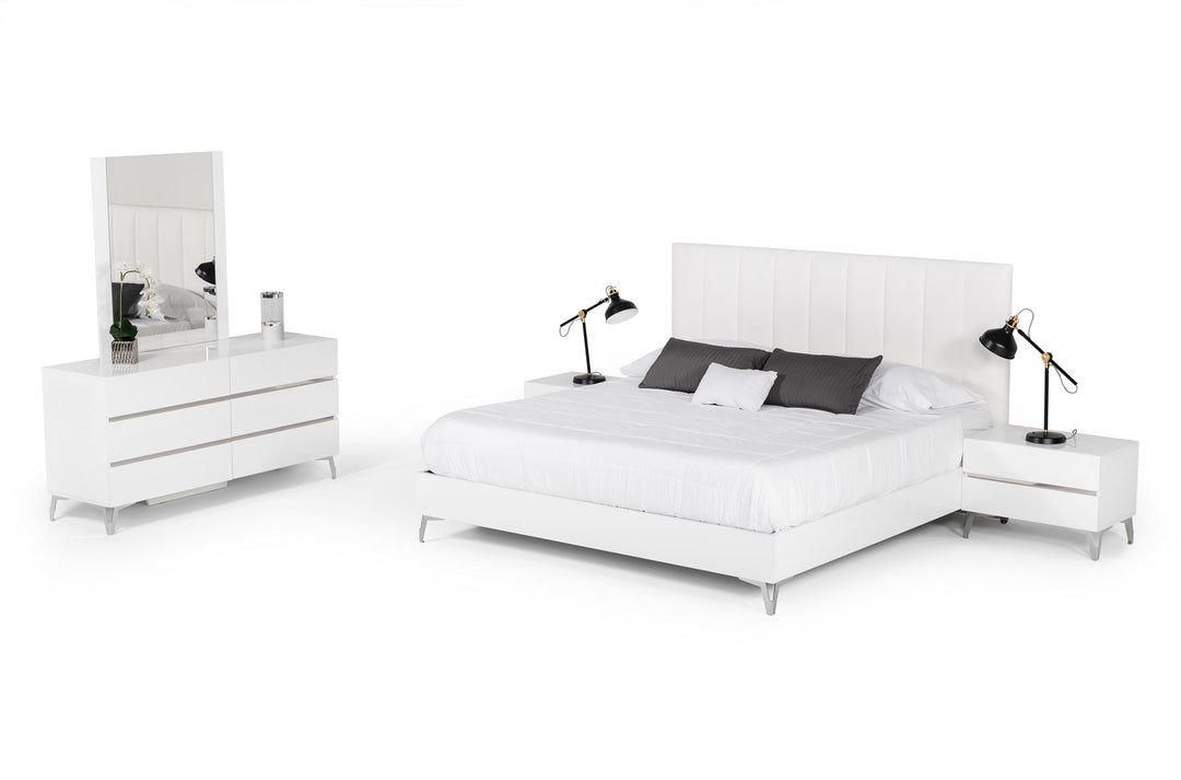Angela - Italian Modern White Eco Leather Bed