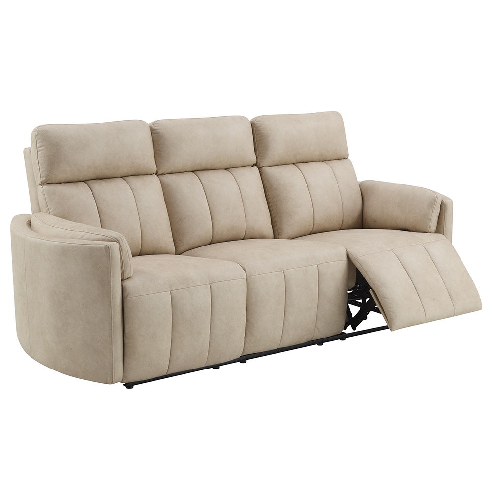 Elison - Motion Sofa - Dark Beige Polish Microfiber