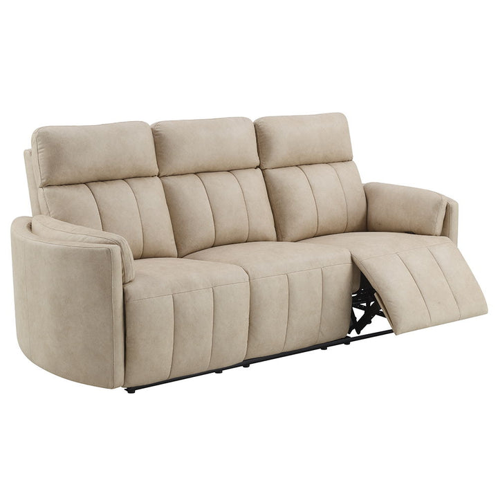 Elison - Motion Sofa - Dark Beige Polish Microfiber