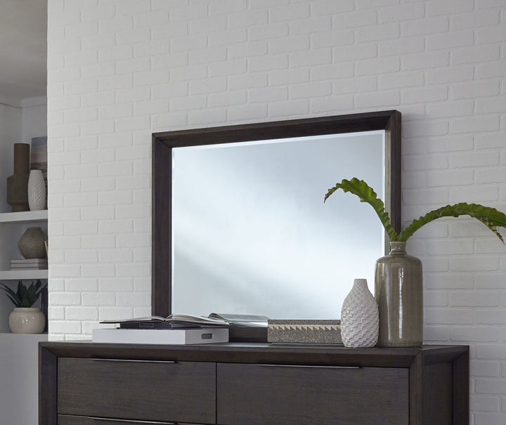 Modus Furniture 3Ju583 Chloe Solid Wood Beveled Glass Mirror In Basalt Grey