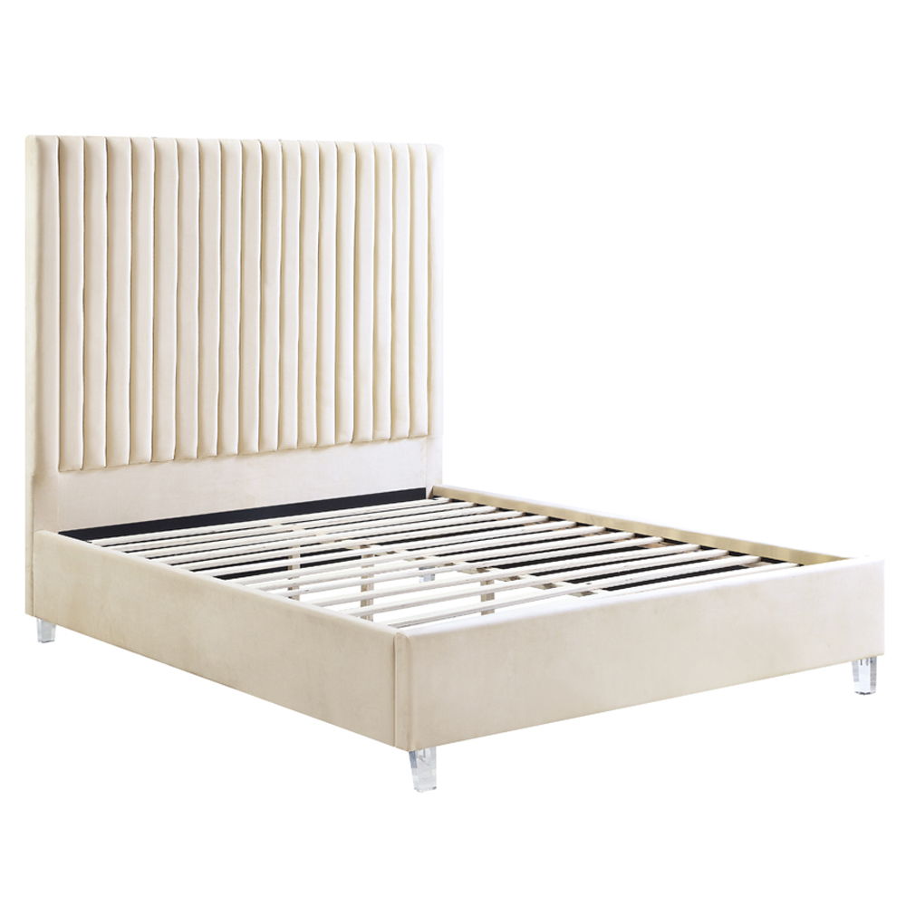 Edzia - Queen Bed - Beige Velvet