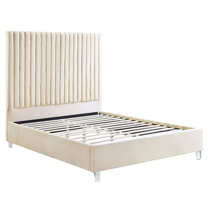 Edzia - Queen Bed - Beige Velvet