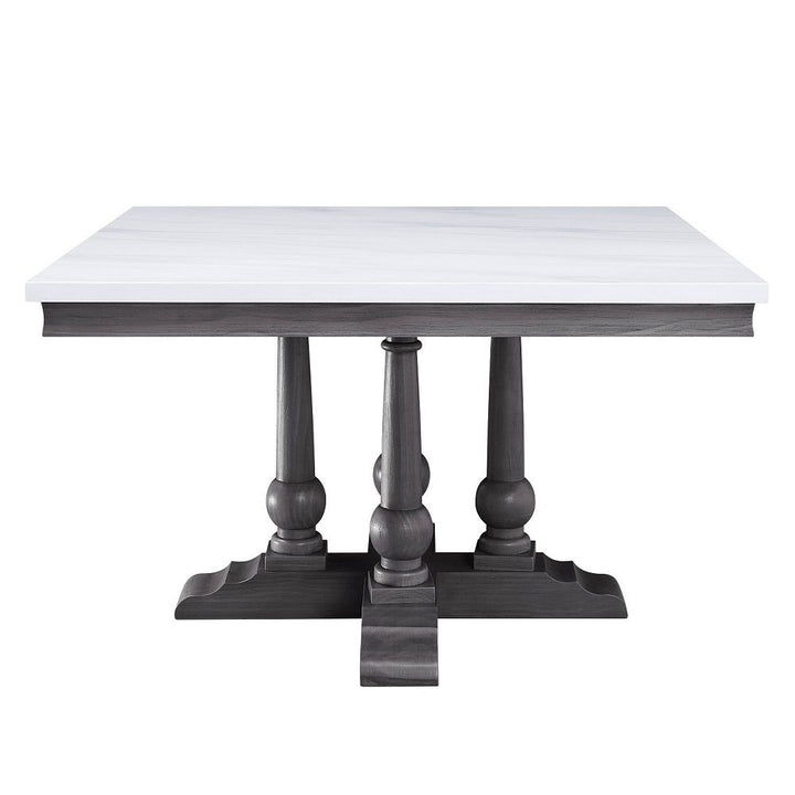 Yabeina - Square Dining Table - Marble Top Top & Gray Oak