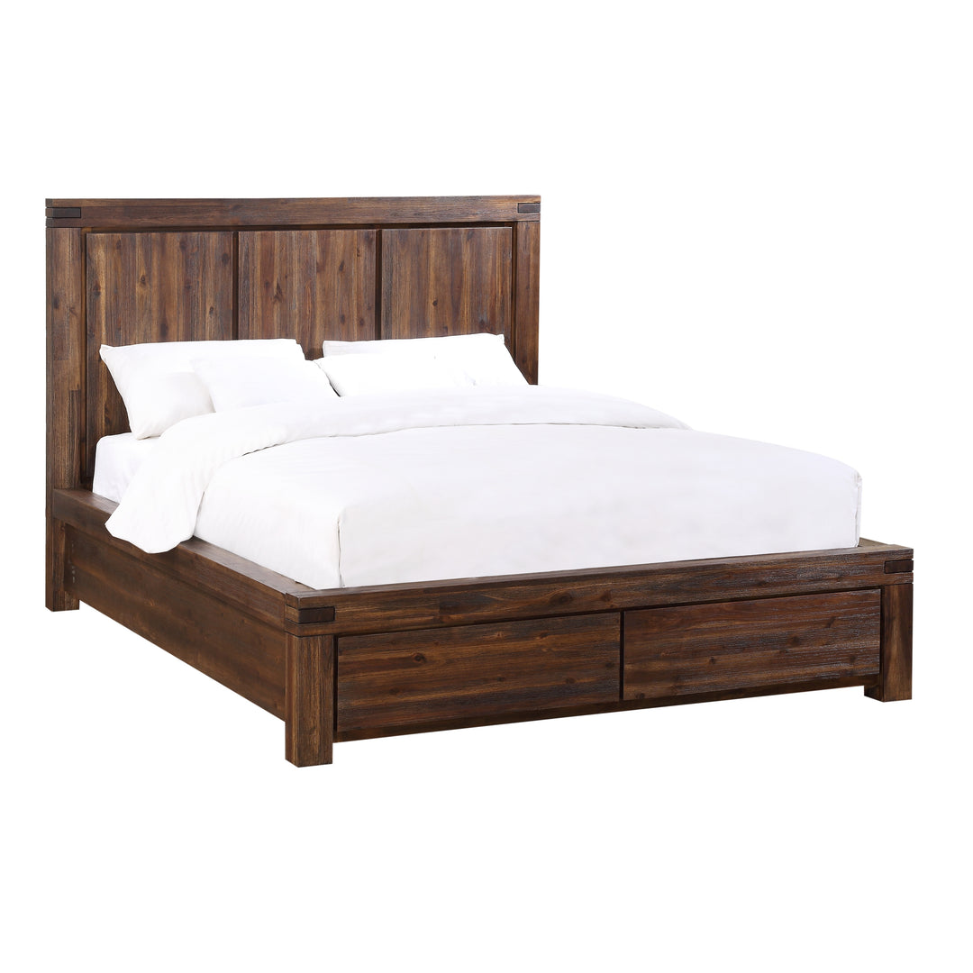 Modus Furniture 3F41D4 Meadow Solid Wood Footboard Storage Bed In Brick Brown