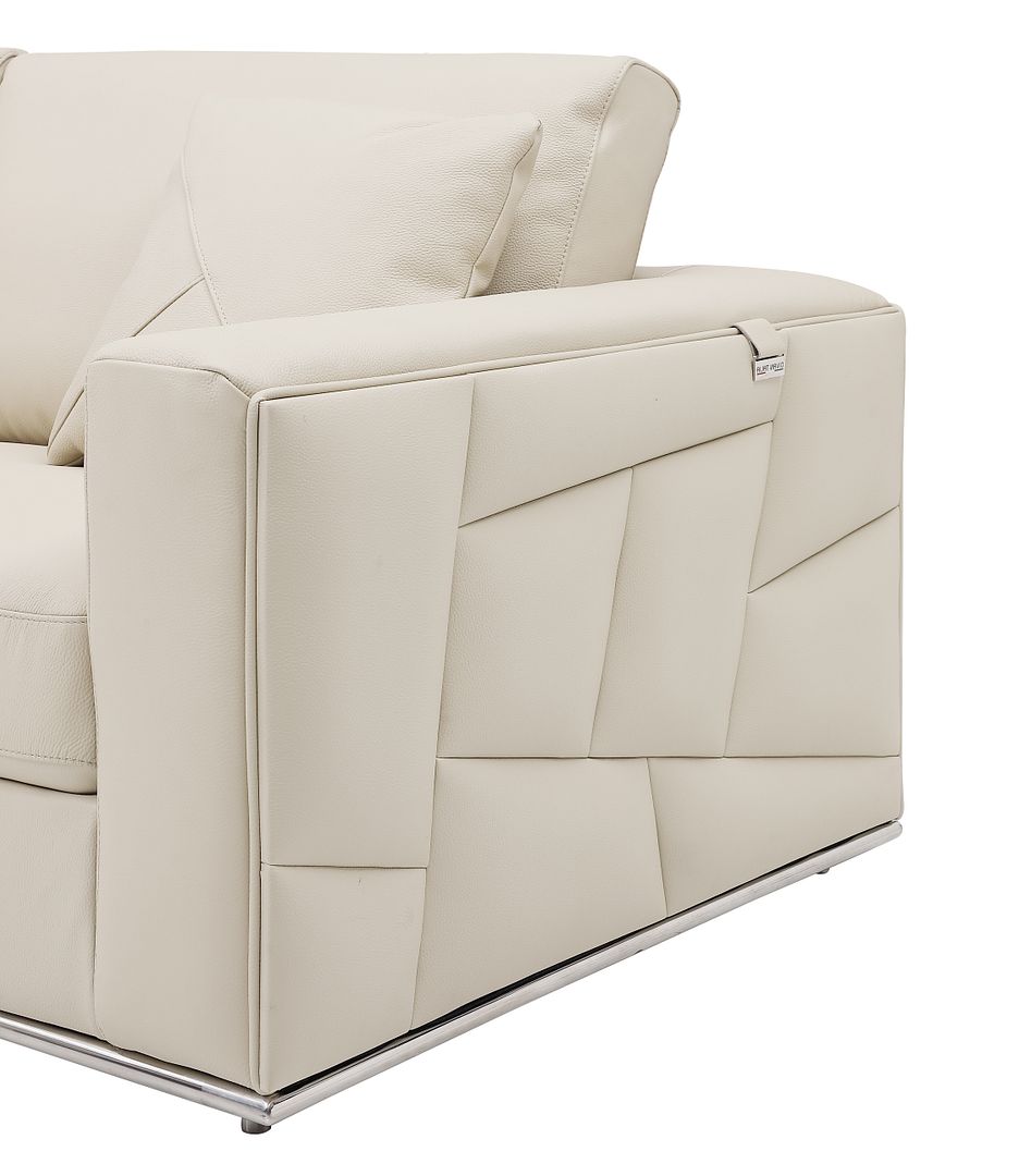 DivanItalia 998 Left Arm Facing Sectional in Top-Grain Italian Leather - Beige