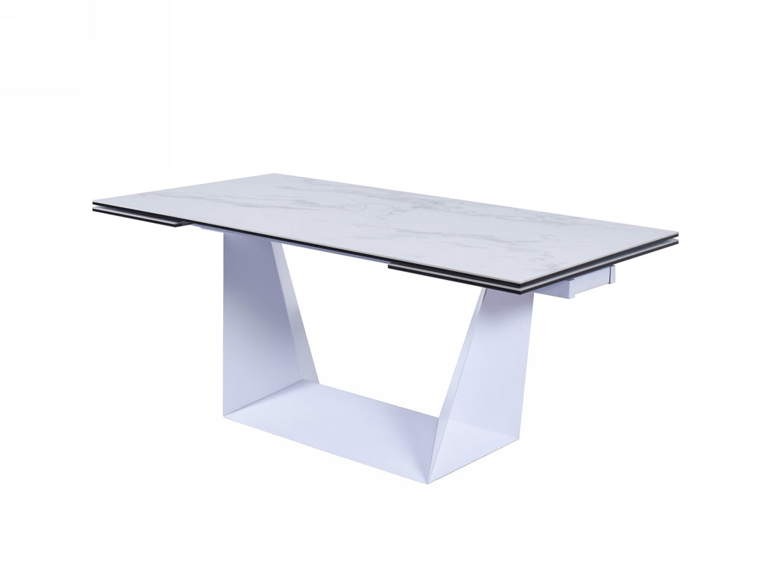 Baldwin - Modern White Ceramic Extendable Dining Table