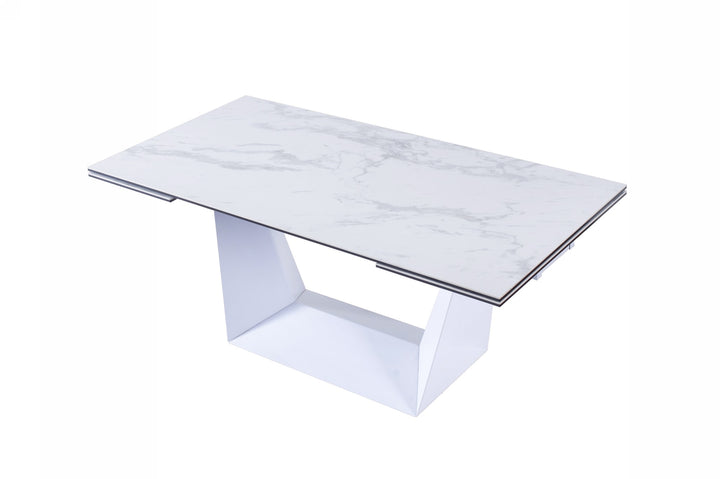 Baldwin - Modern White Ceramic Extendable Dining Table