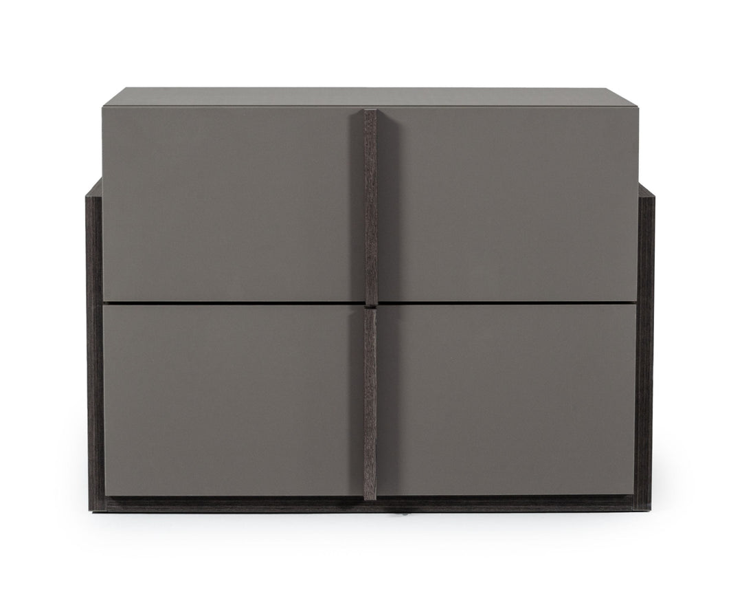 Lucia  Italian Modern Elm and Matte Grey Nightstand