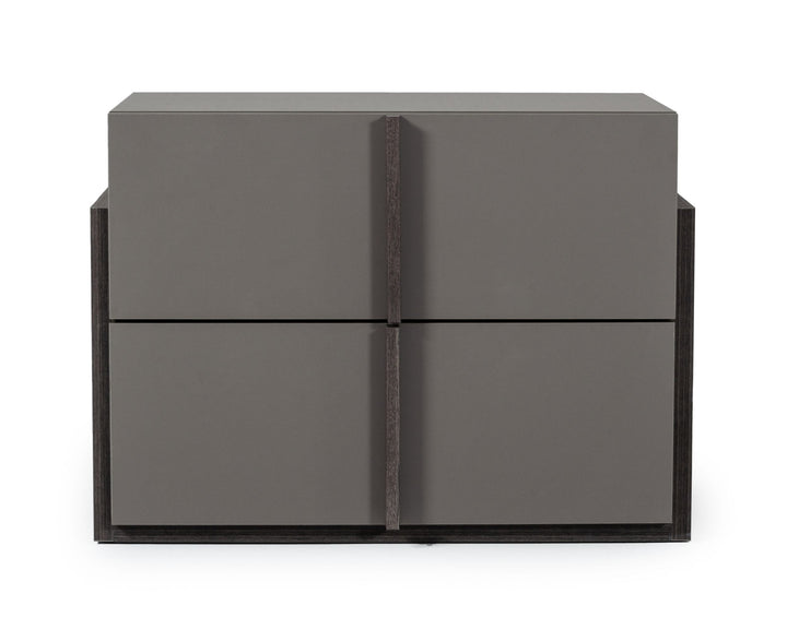 Lucia - Italian Modern Elm and Matte Grey Nightstand