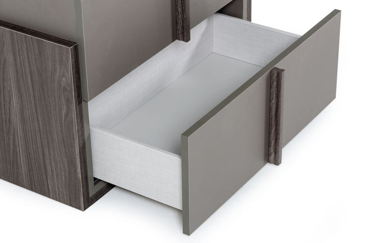 Lucia - Italian Modern Elm and Matte Grey Nightstand - View 3