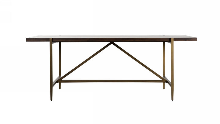 Shane - Modern Acacia &amp; Brass Dining Table