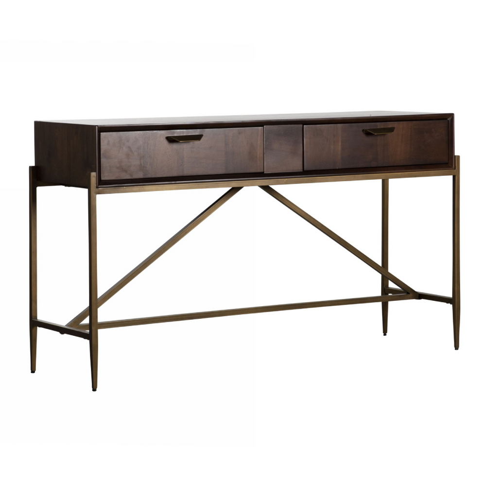 Shane - Modern Acacia & Brass Console Table