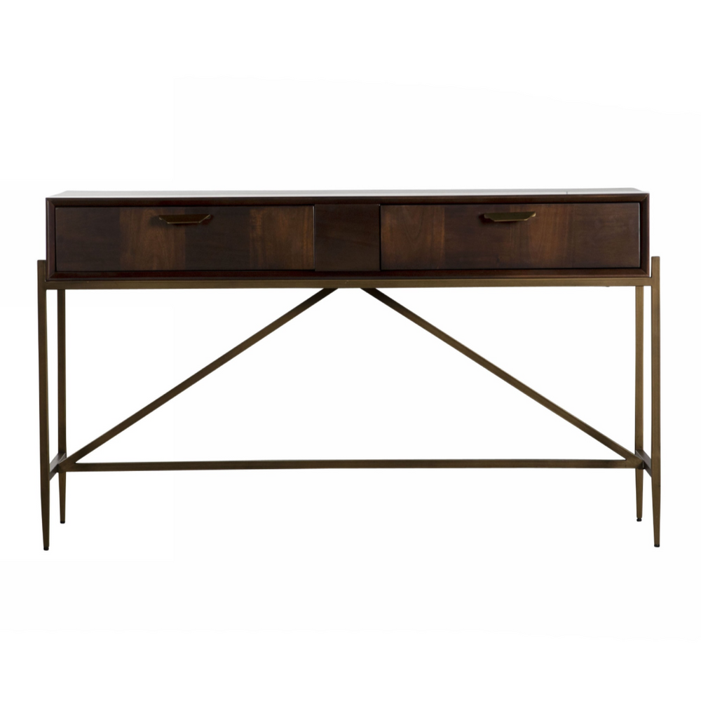 Shane - Modern Acacia & Brass Console Table