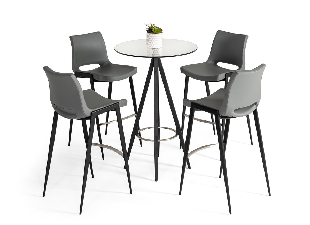 Dallas - Clear Glass and Black Metal Bar Table
