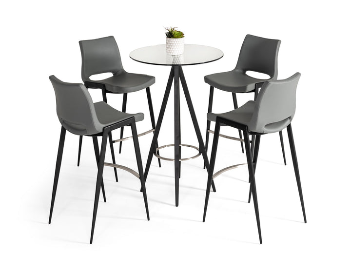 Dallas - Clear Glass and Black Metal Bar Table