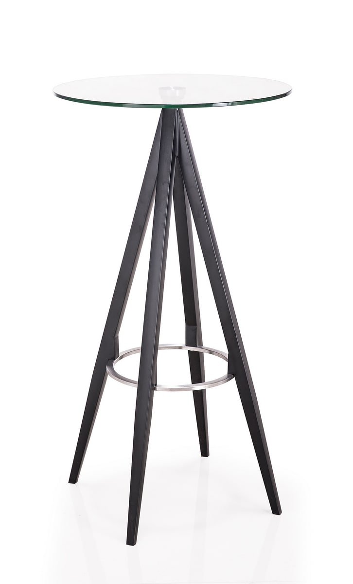 Dallas - Clear Glass and Black Metal Bar Table