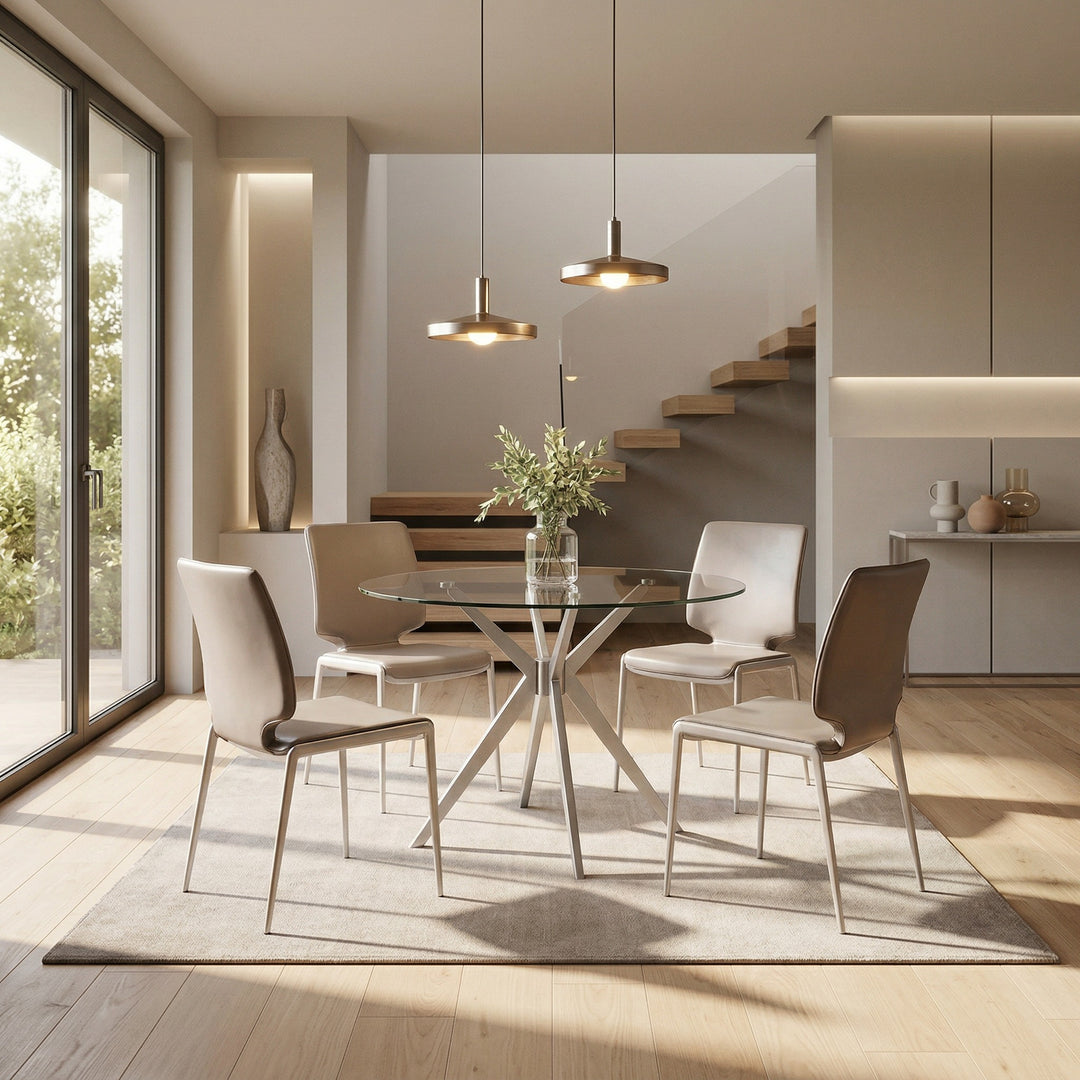 Dallas - Modern Brushed Stainless Steel Dining Table