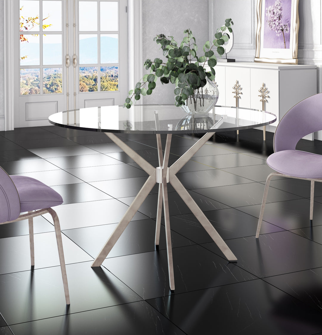 Dallas  Modern Brushed Stainless Steel Dining Table