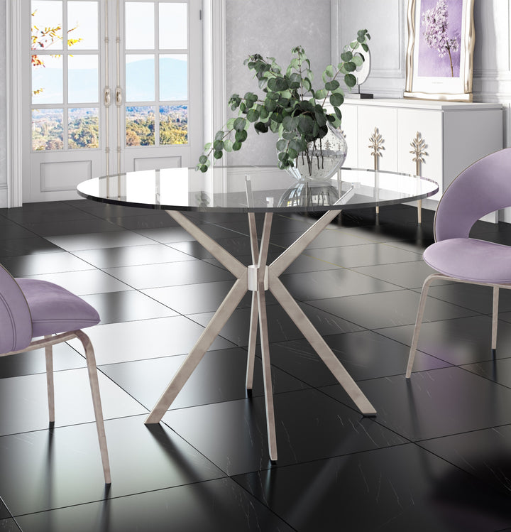 Dallas  Modern Brushed Stainless Steel Dining Table