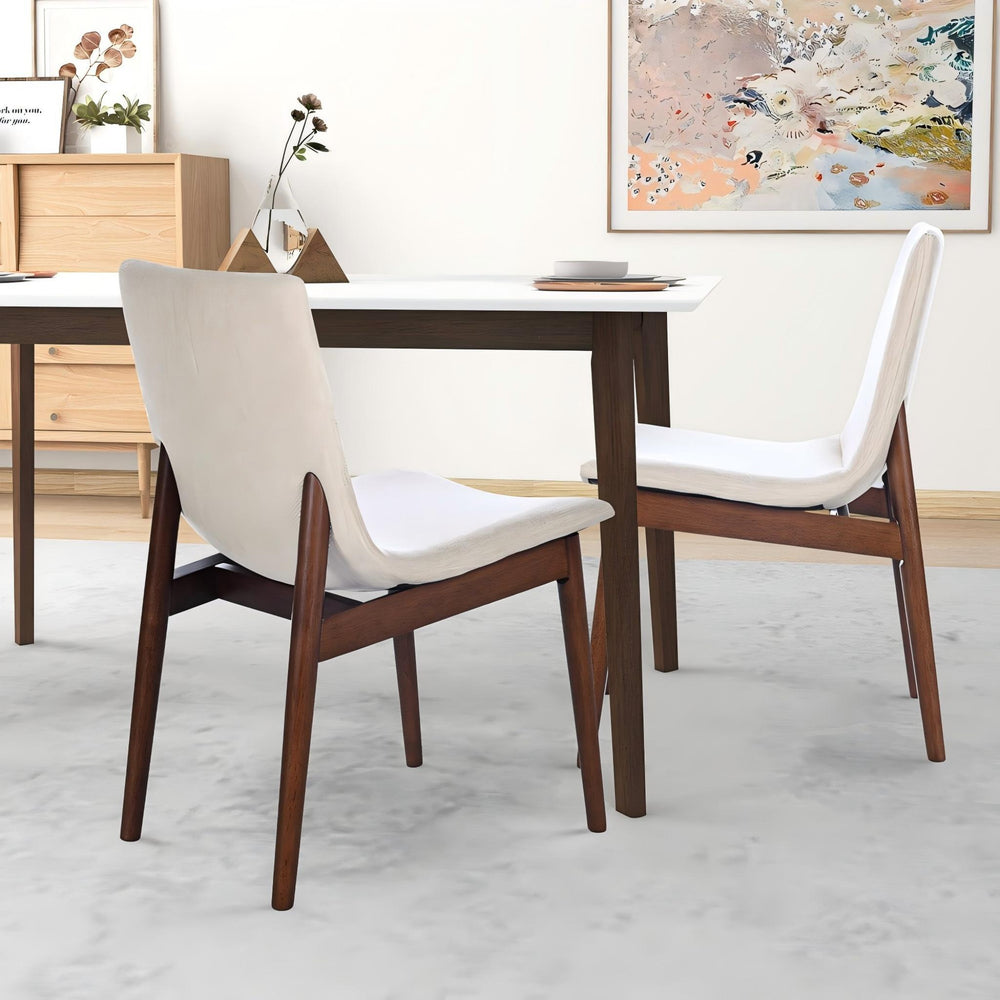 Ravel Beige Fabric Dining Chair Set of 2 with Solid Wood Frame and Comfortable Upholstery