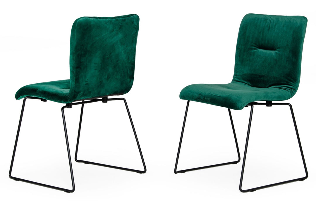 Yannis - Modern Green Fabric Dining Chair (Set of 2)