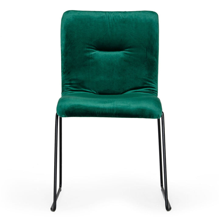 Yannis - Modern Green Fabric Dining Chair 