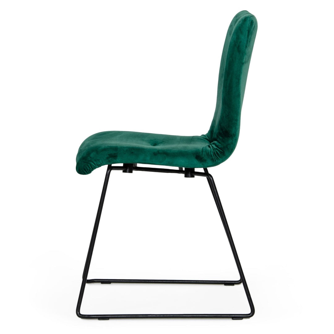 Yannis - Modern Green Fabric Dining Chair 