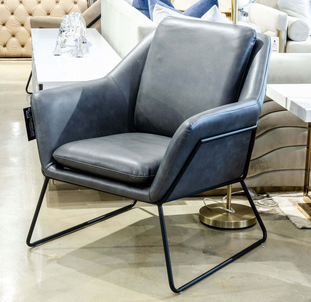 Jennifer - Industrial Dark Grey Eco-Leather Accent Chair - View 7
