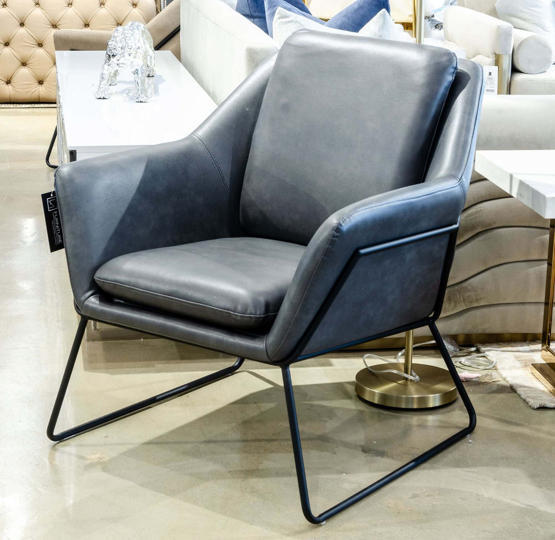 Jennifer - Industrial Dark Grey Eco-Leather Accent Chair
