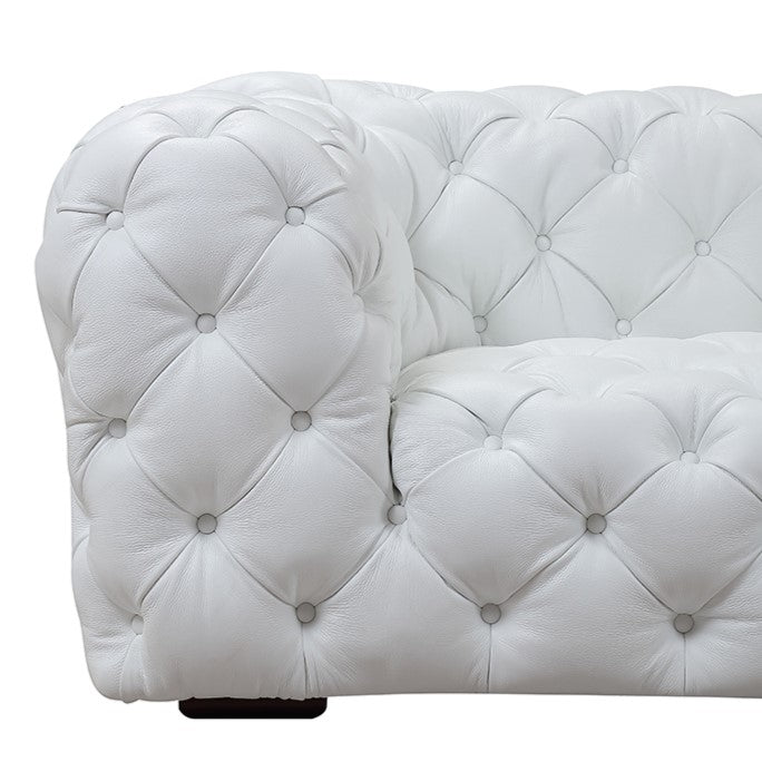Dexter Transitional White Full Italian Leather Sofa