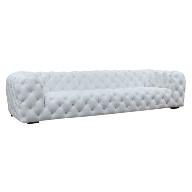 Dexter Transitional White Full Italian Leather Sofa