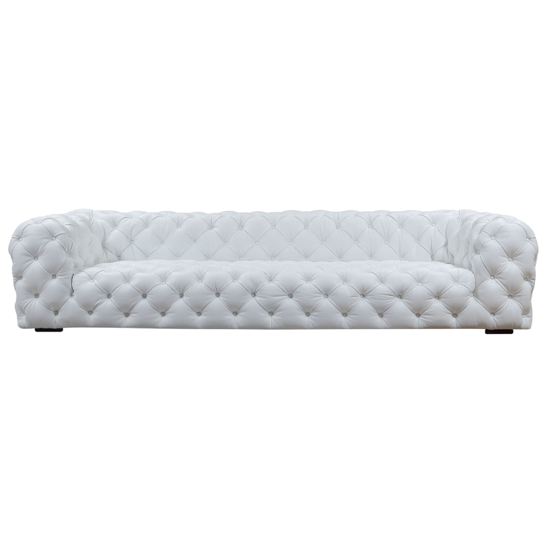 Dexter Transitional White Full Italian Leather Sofa - View 3